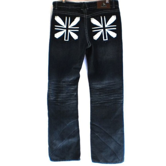 Danesi Dark Blue Denim Jeans Union Jack Pocket Detail Mens Size 34 - Picture 1 of 13